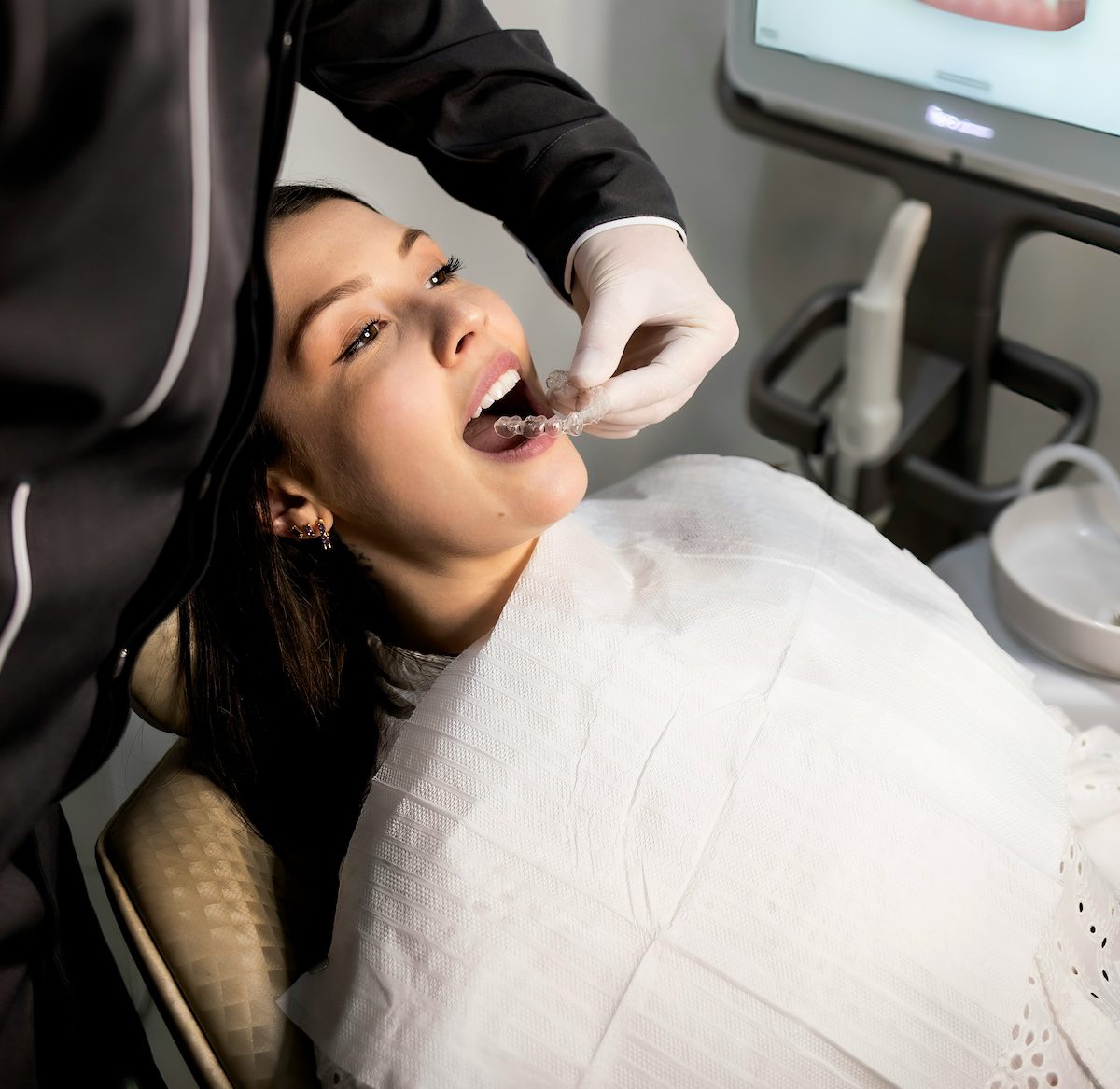 Woman having a checkup at the dentist